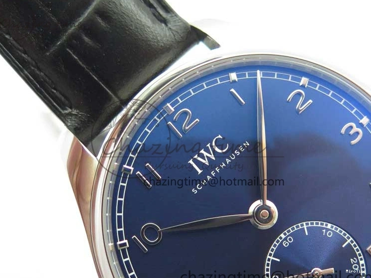 MIROTIME 0112 TimelessDesign Portuguese IW358304 ZF 1:1 Best Edition SS Blue Dial on Leather Strap A 7078